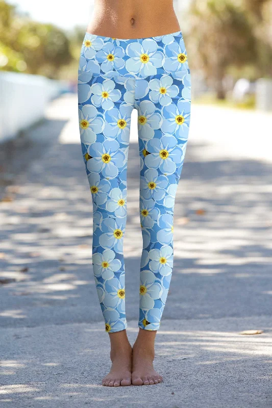 Trendy Yoga Outfits At Budget-Friendly Prices Forget-Me-Not Lucy Blue Floral Print Eco Leggings - Women