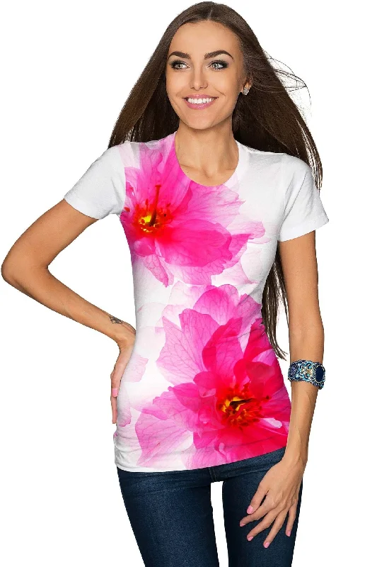 Limited-Time Savings On Yoga Leggings And Tops Fragrance Zoe White Pink Floral Print Designer Tee - Women