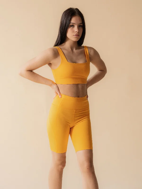 Limited-Stock Sale On Yoga Tops And Leggings Girlfriend Collective Compressive High-Rise Bike Shorts - Golden Glow