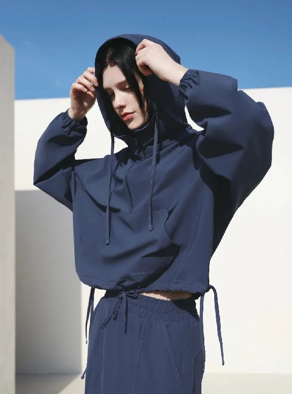 Breathe, Stretch, And Save On Yoga Apparel Grande Line El-stretch String Crop Hoodie