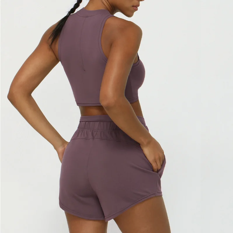 Soft, Supportive Yoga Wear At Unbeatable Savings High-waisted quick-drying fitness set cross-border sports vest shorts