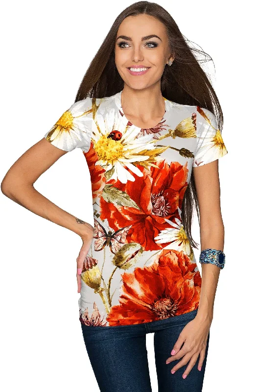 Enhance Your Flow With Stylish Yoga Wear At Great Prices In The Wheat Field Zoe Floral Print Designer Tee - Women