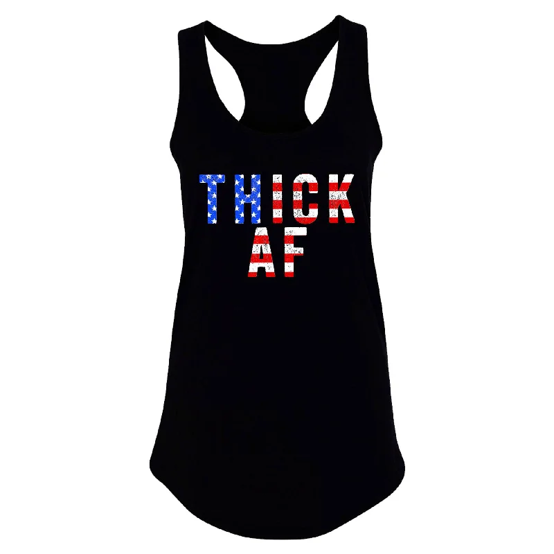 Affordable Yoga Fashion For Every Pose Thick AF USA Edition Women's Racerback Tank