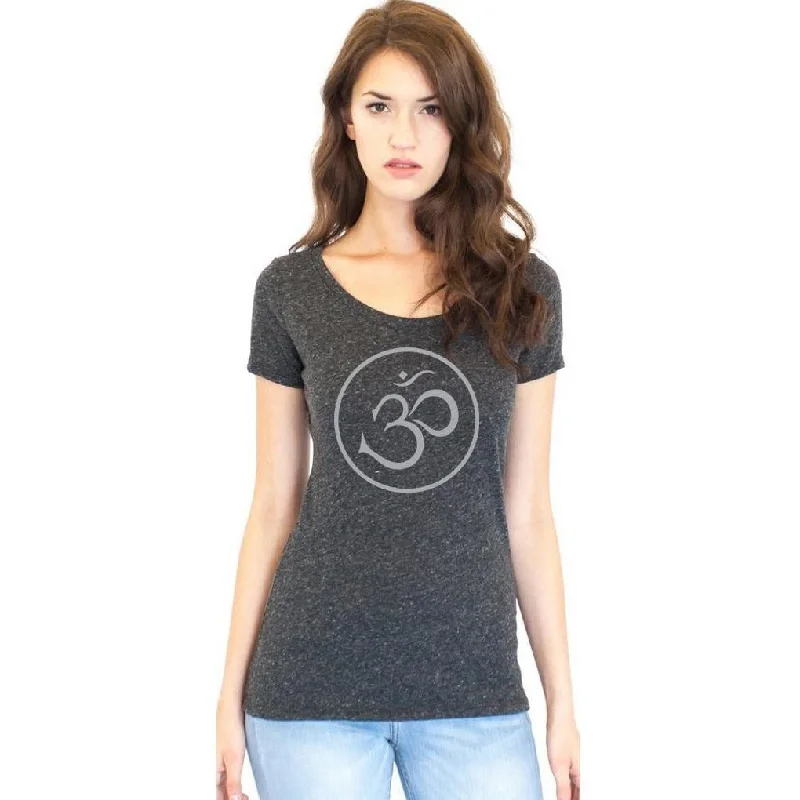 Find Your Perfect Fit With Discounted Yoga Outfits Ladies Recycled Triblend Yoga Tee Shirt - Thin Om Symbol