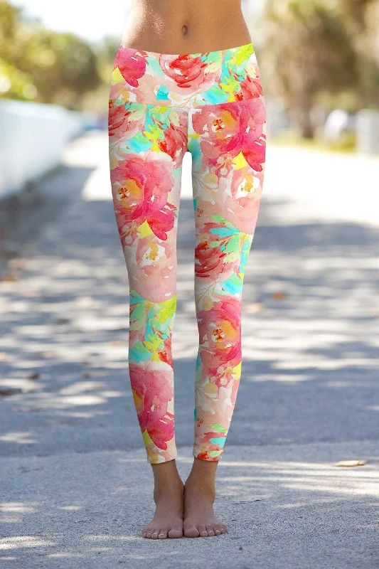 Flow In Comfort With Stylish Discounts Little Good Idea Lucy Floral Performance Leggings - Women