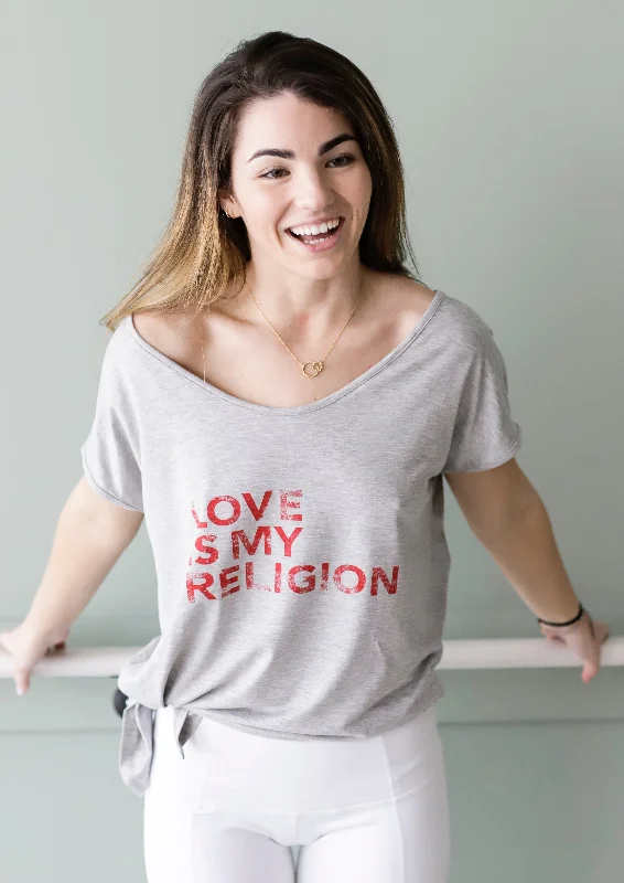 Your Practice Deserves The Best—At Better Prices LOVE IS Heather Grey Boxy Tee
