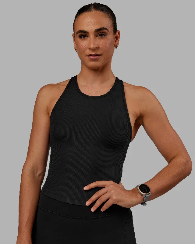 Premium Yoga Wear At Special Discounts Luxe Ribbed Flow Shelf Bra Performance Tank - Black
