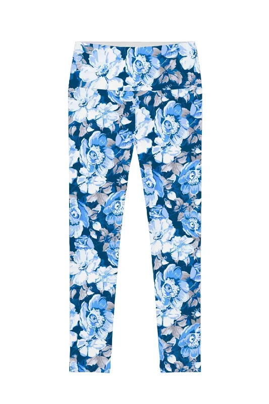 Flexibility Meets Affordability In Our Yoga Wear Sale Memory Book Lucy Blue Floral Print Stretch Leggings - Women