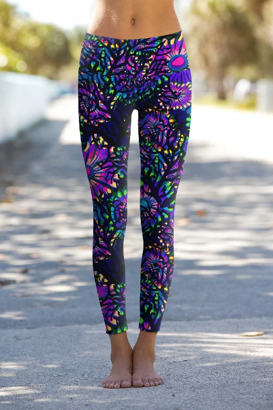 High-Quality Yoga Clothing At Budget-Friendly Prices Midnight Glow Lucy Purple Performance Leggings - Women