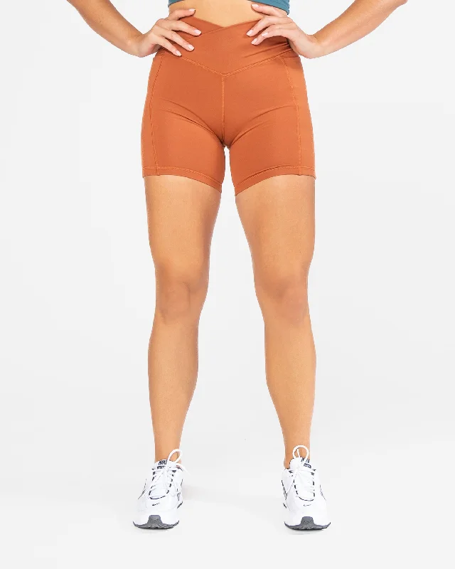 Premium Yoga Wear At Special Discounts Skin Crossover Shorts (Multi-Lengths) - Copper
