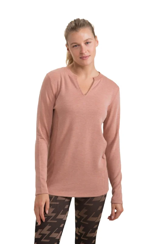 Namaste And Save On Yoga Apparel Mono B Split Collar Long Sleeve Tee KT-A1040 and Plus