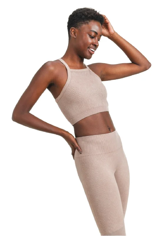 Find Balance In Stylish And Affordable Yoga Wear Mono B Square Ribbed Crop Top AT3031