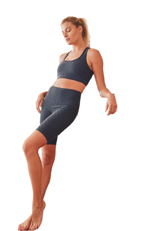 From Warm-Ups To Cooldowns, Shop And Save Mono B Textured Polkadot Jacquard High Waist Bermuda Shorts APH8086