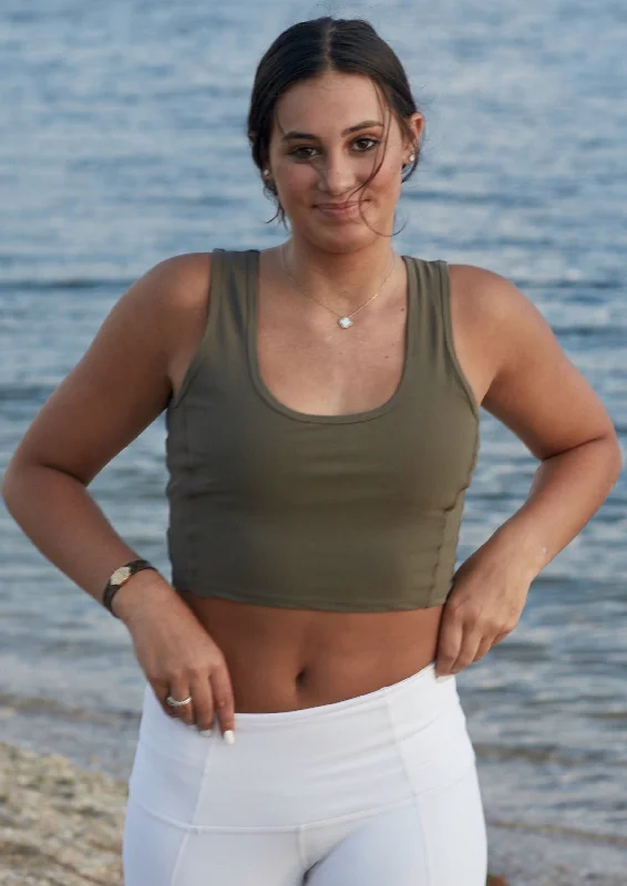 Ultimate Comfort And Style Now At Lower Prices OLIVE Contour Crop Top
