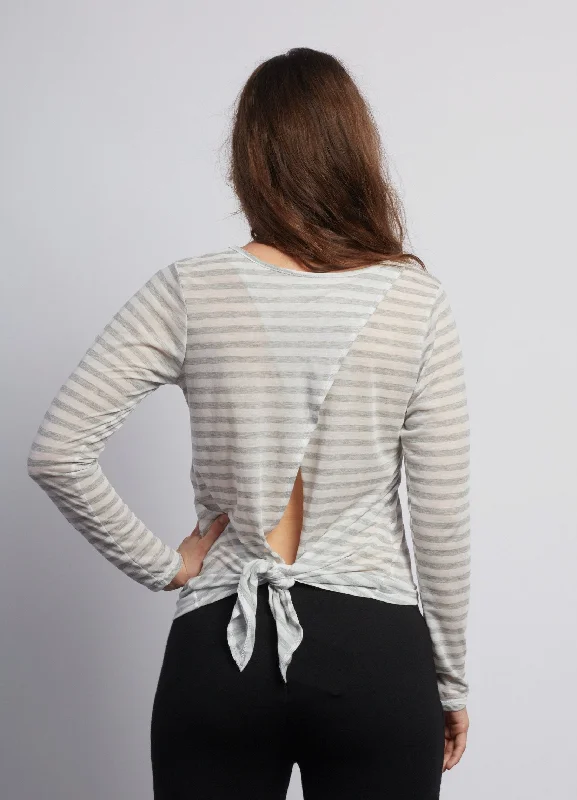 Enhance Your Flow With Stylish Yoga Wear At Great Prices Natural Grey Stripe Camille Long Sleeve