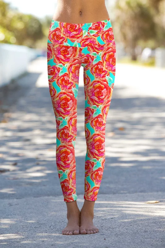 Flow In Comfort With Stylish Discounts Oh So Sassy Lucy Floral Print Performance Leggings - Women