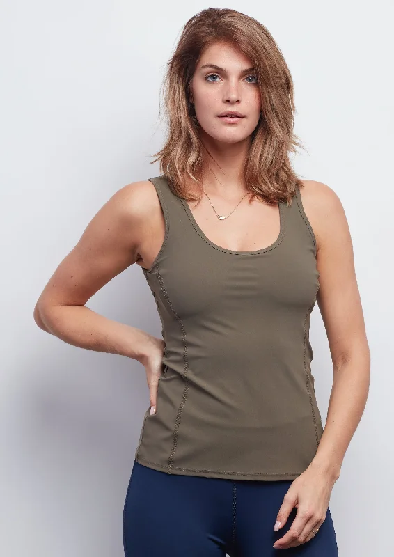 Limited-Stock Sale On Yoga Tops And Leggings OLIVE Contour Tank