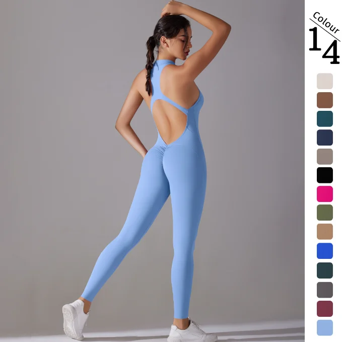 The Best Yoga Clothing At The Best Prices Plus size nude sports beauty back long one-piece yoga suit Running fitness suit