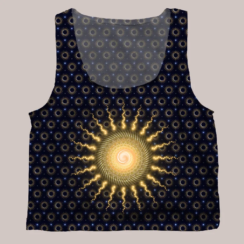 Breathe Easy In Comfortable Yoga Outfits Psychedelic Cropped Tee (UV/RGB, Eco-Friendly) | ASTRALIS
