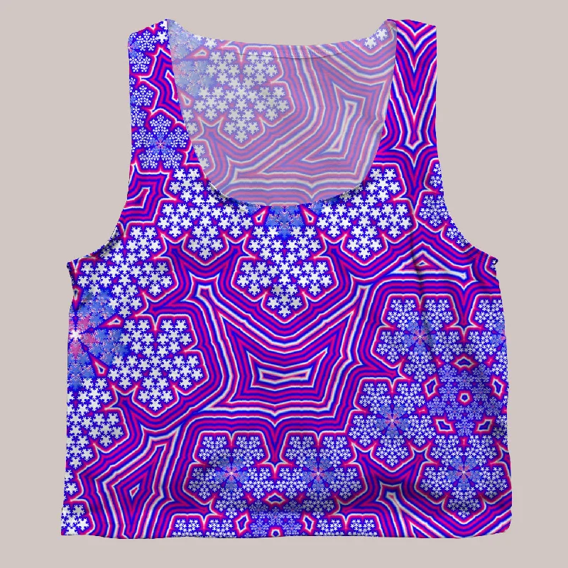 Breathe, Stretch, And Save On Yoga Apparel Psychedelic Cropped Tee (UV/RGB, Eco-Friendly) | FRACTAL NATION