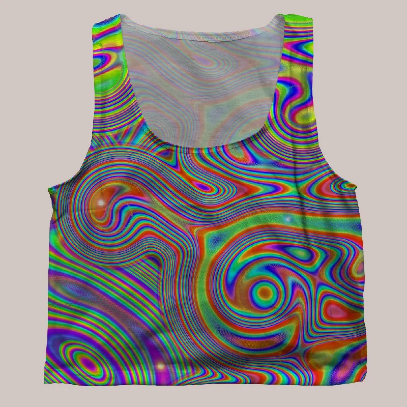 Elevate Your Practice With Affordable Yoga Wear Psychedelic Cropped Tee (UV/RGB, Eco-Friendly) | LIQUISYRGIC