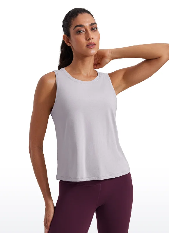 Lightweight, Breathable Yoga Wear At Special Prices Pima Cotton Crop Tank Round Neck