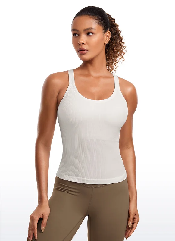 The Perfect Fit At The Perfect Price Seamless Ribbed Waist Length Racerback Built in Bra Tanks The Perfect Fit At The Perfect Price Seamless Ribbed Waist Length Racerback Built in Bra Tanks