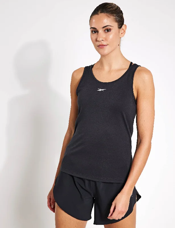 Breathe Easy In Comfortable Yoga Outfits ID Train Supremium Tank Top - Night Black
