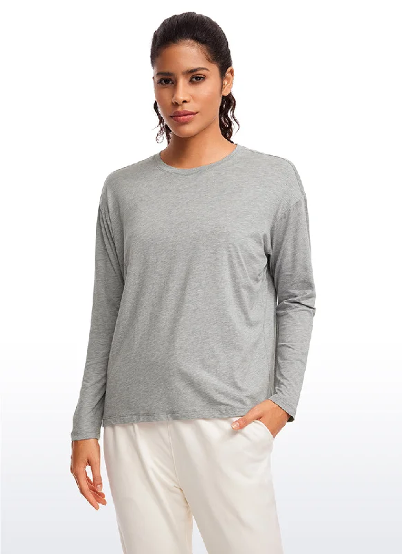 Fashionable Yoga Apparel Now On Sale Pima Cotton Long Sleeves Crew Neck
