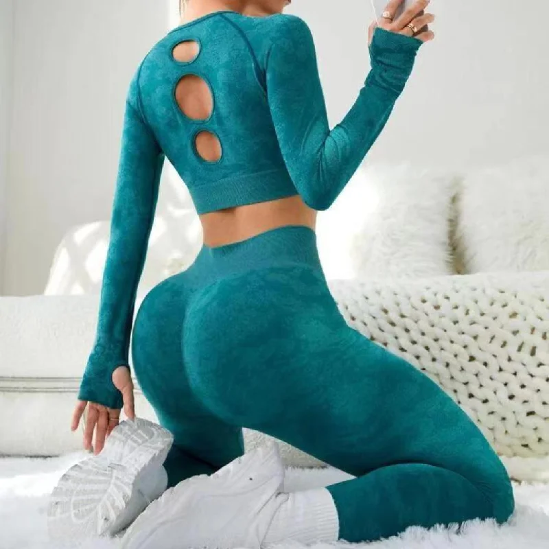 Elevate Your Practice With Affordable Yoga Wear Seamless Camouflage Hollow Out Fitness Yoga Suit Sports Long-sleeved High Waist Hip-lifting Trousers Women 2Colors Elevate Your Practice With Affordable Yoga Wear Seamless Camouflage Hollow Out Fitness Yoga Suit Sports Long-sleeved High Waist Hip-lifting Trousers Women 2Colors