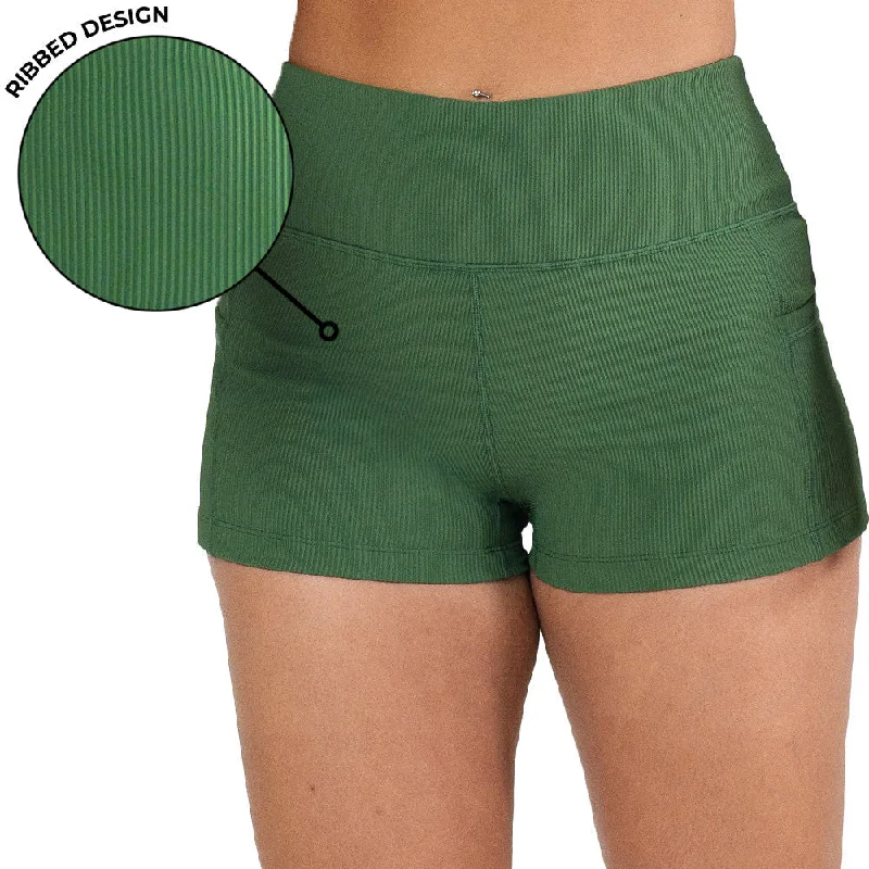 Premium Yoga Wear At Special Discounts Shorts | Ribbed | Hunter Green