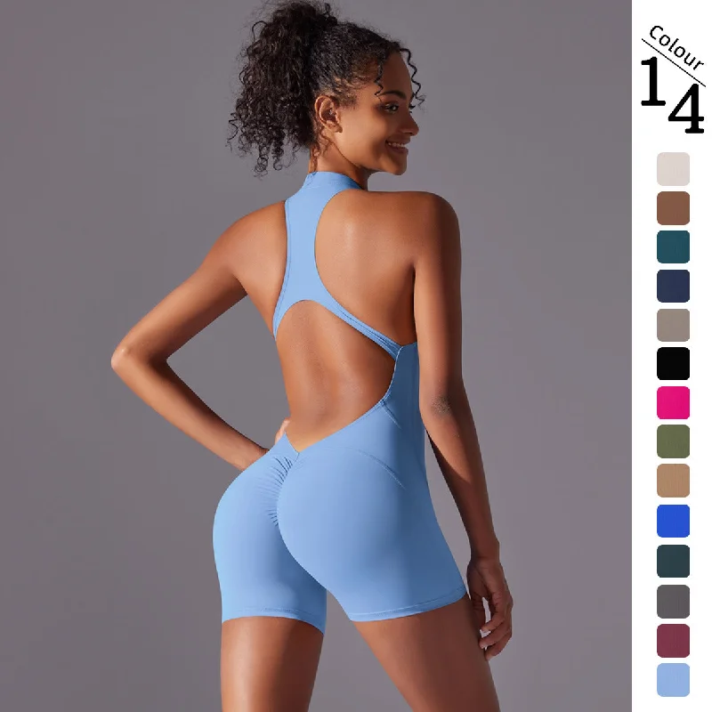Yoga Wear That Moves With You At Lower Prices Plus size high strength nude feeling tight-fitting sports beauty back one-piece yoga suit