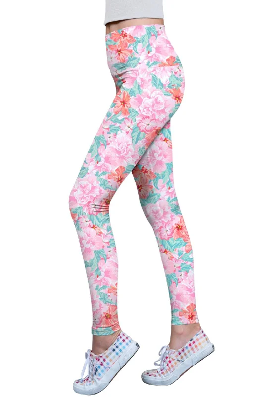 Elevate Your Practice With Affordable Yoga Wear Spring Garden Lucy Pink Floral Print Cute Legging - Women