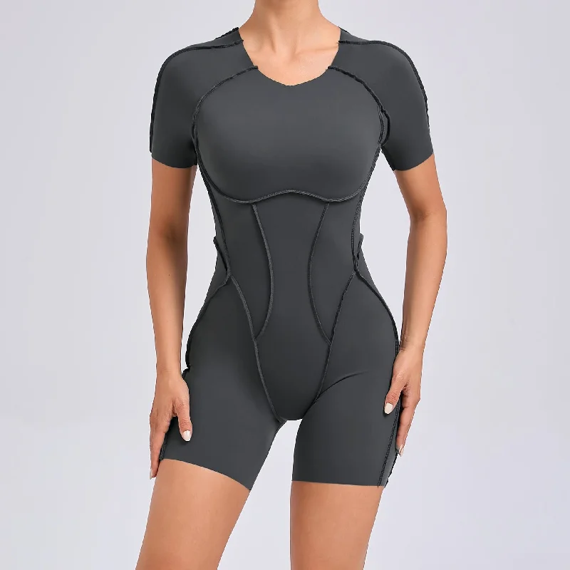 The Best Yoga Wear At The Best Prices Stretch tight short sleeved exposed exercise one-piece yoga wear