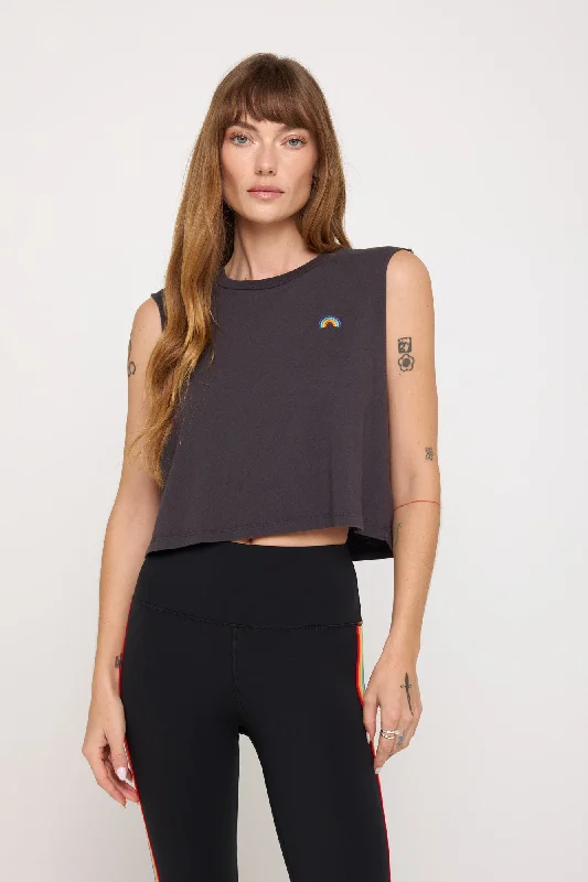 Breathe, Stretch, And Save On Yoga Apparel Rainbow Callie Crop Tank