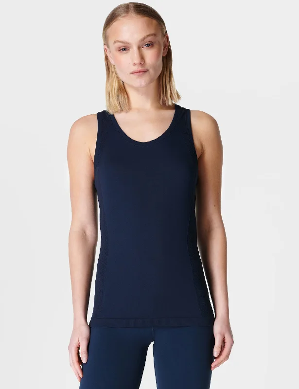 The Yoga Wear Sale You’Ve Been Waiting For Athlete Seamless Gym Vest - Navy Blue