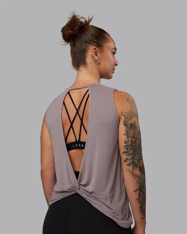 Premium Yoga Wear At Special Discounts Swivel Open Back Tank - Greyish Purple