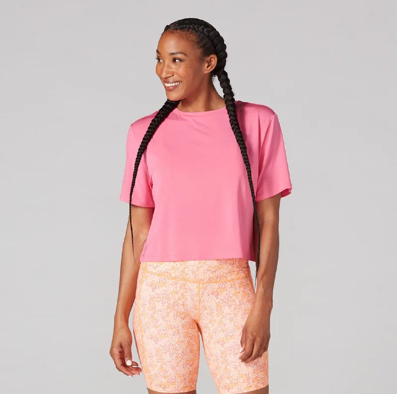 Namaste And Save On Yoga Apparel Crop Tee - Hot Pink