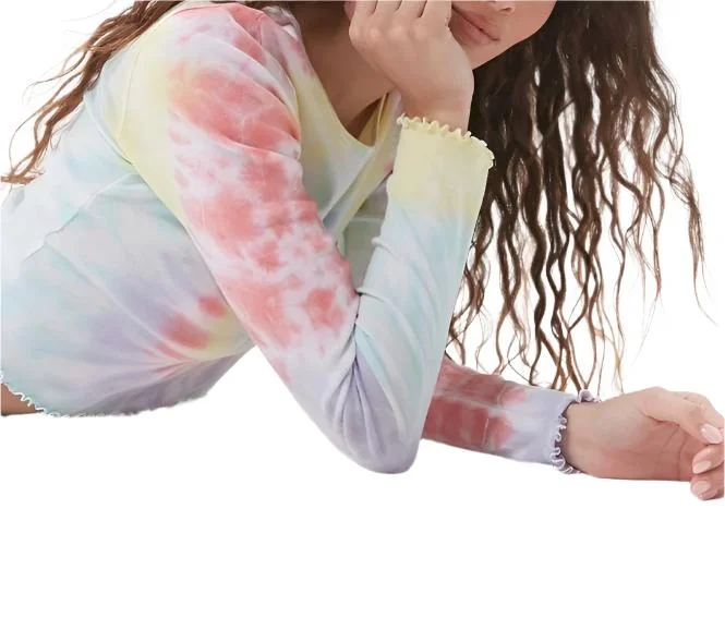 Unbeatable Deals On Breathable Yoga Apparel Last Chance! TMD Tie Dye Floral Long Sleeve Crop