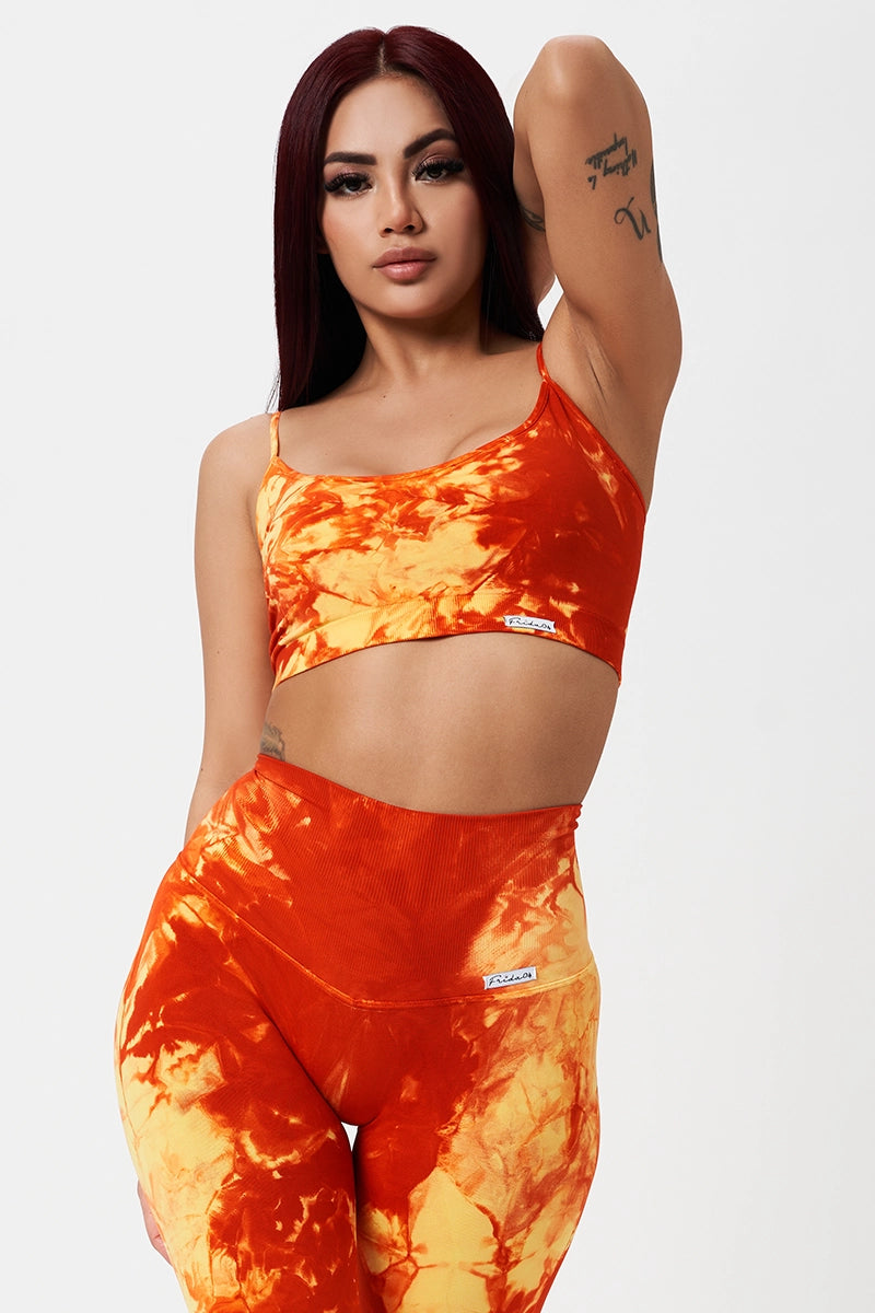 Move With Confidence In Discounted Yoga Outfits Top Elements Fuoco Giallo Arancione