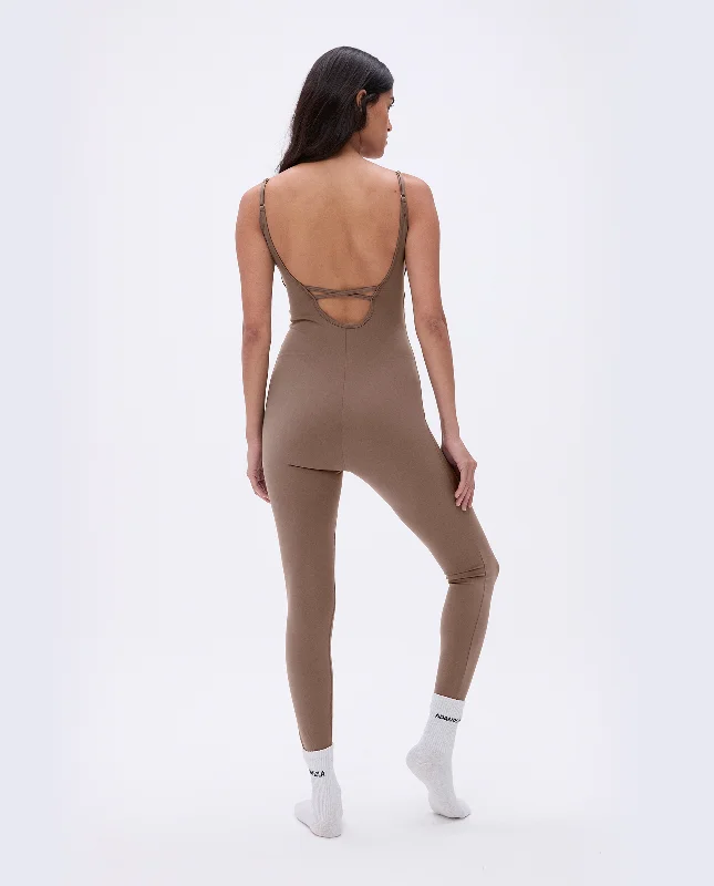 The Best Yoga Wear At The Best Prices Ultimate Low Cross Back Unitard - Pebble Brown