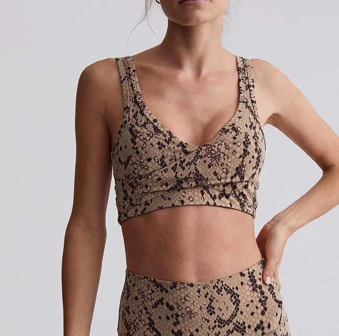 Comfortable, Stylish, And Now More Affordable Let's Move Kellam Bra - Mojave Snake
