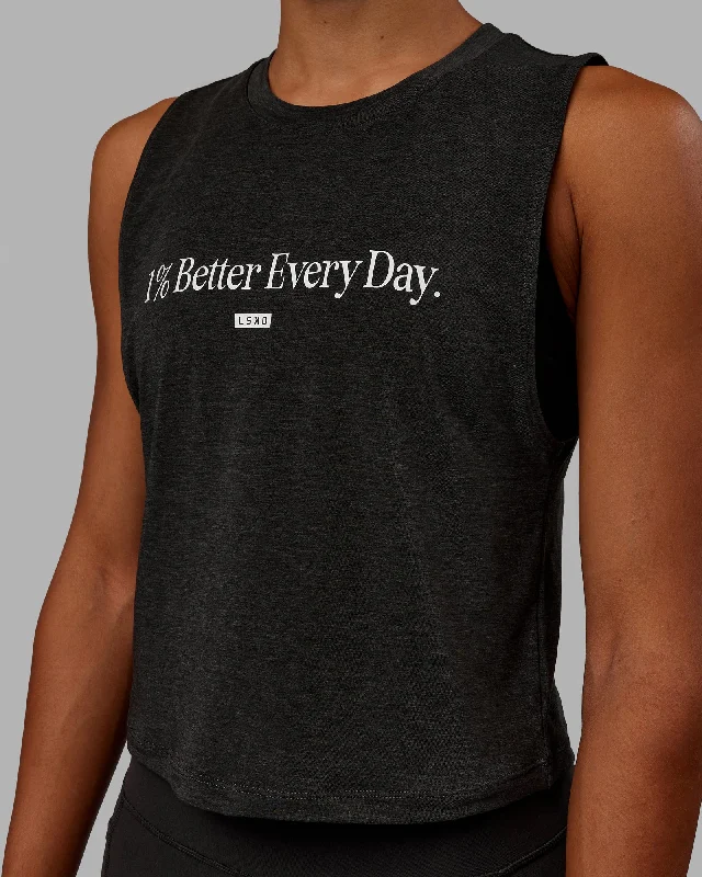 Performance Meets Savings In Our Yoga Wear Sale Vital 1% Better Cropped Training Tank - Charcoal Marl-White