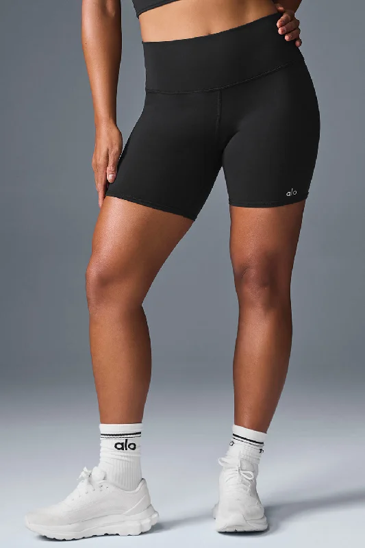 Stretch In Style With Budget-Friendly Yoga Wear 5" Airbrush High-Waist Biker Short - Black