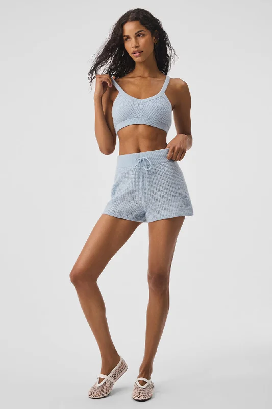 Comfortable, Stylish, And Now More Affordable Cashmere High-Waist Plush Waffle Short - Crystal Blue