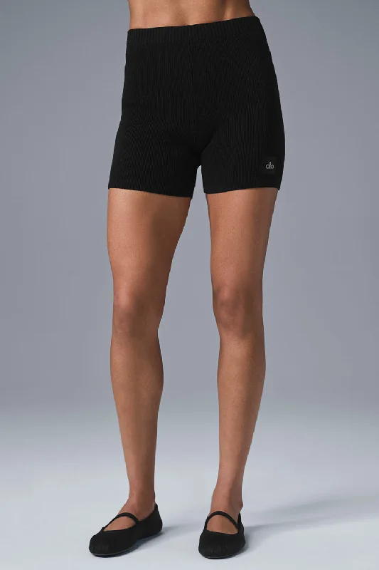 High-Quality Yoga Clothing At Budget-Friendly Prices Scholar Knit High-Waist Short - Black