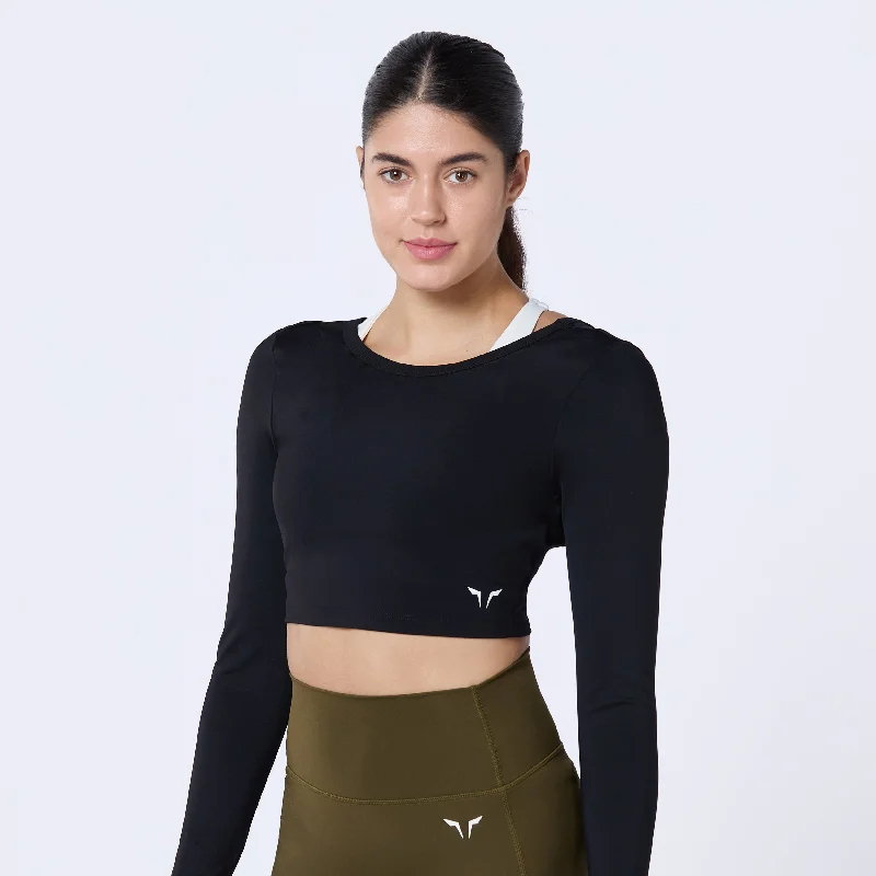 Move With Confidence In Discounted Yoga Outfits Warrior Crop Top 2.0 - Black