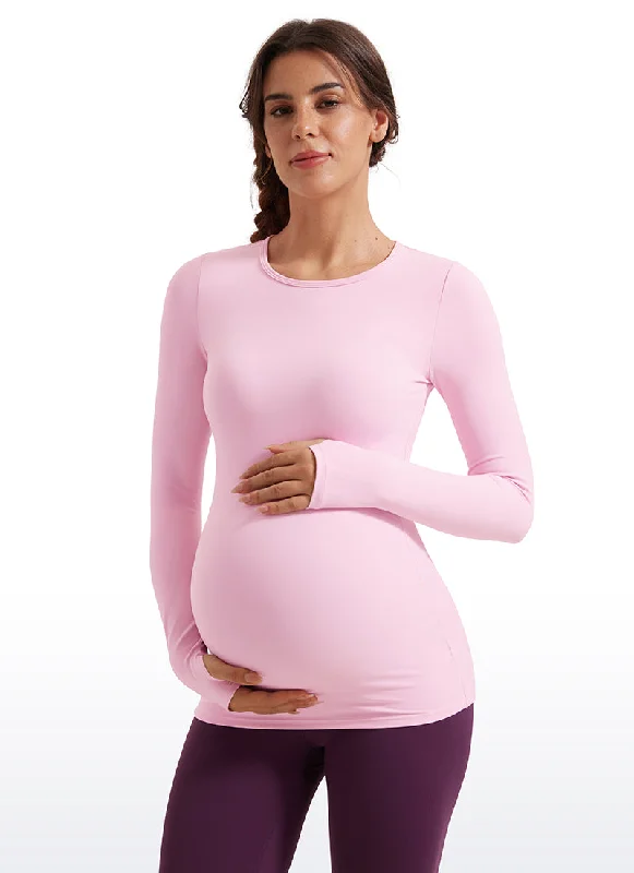 The Perfect Blend Of Comfort And Savings Butterluxe Long Sleeve Maternity Crewneck T-Shirts