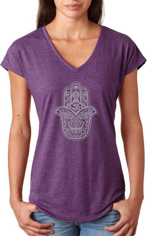 Your Practice Deserves The Best—At Better Prices Ladies Hamsa Triblend V-neck Tee Shirt