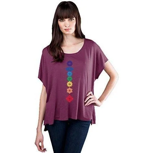 The Perfect Fit At The Perfect Price Womens Floral Chakras Slub Fine Jersey Top - Made in USA